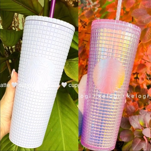 ✨NEW SET✨Starbucks Lilac & Pink Grid Tumblers